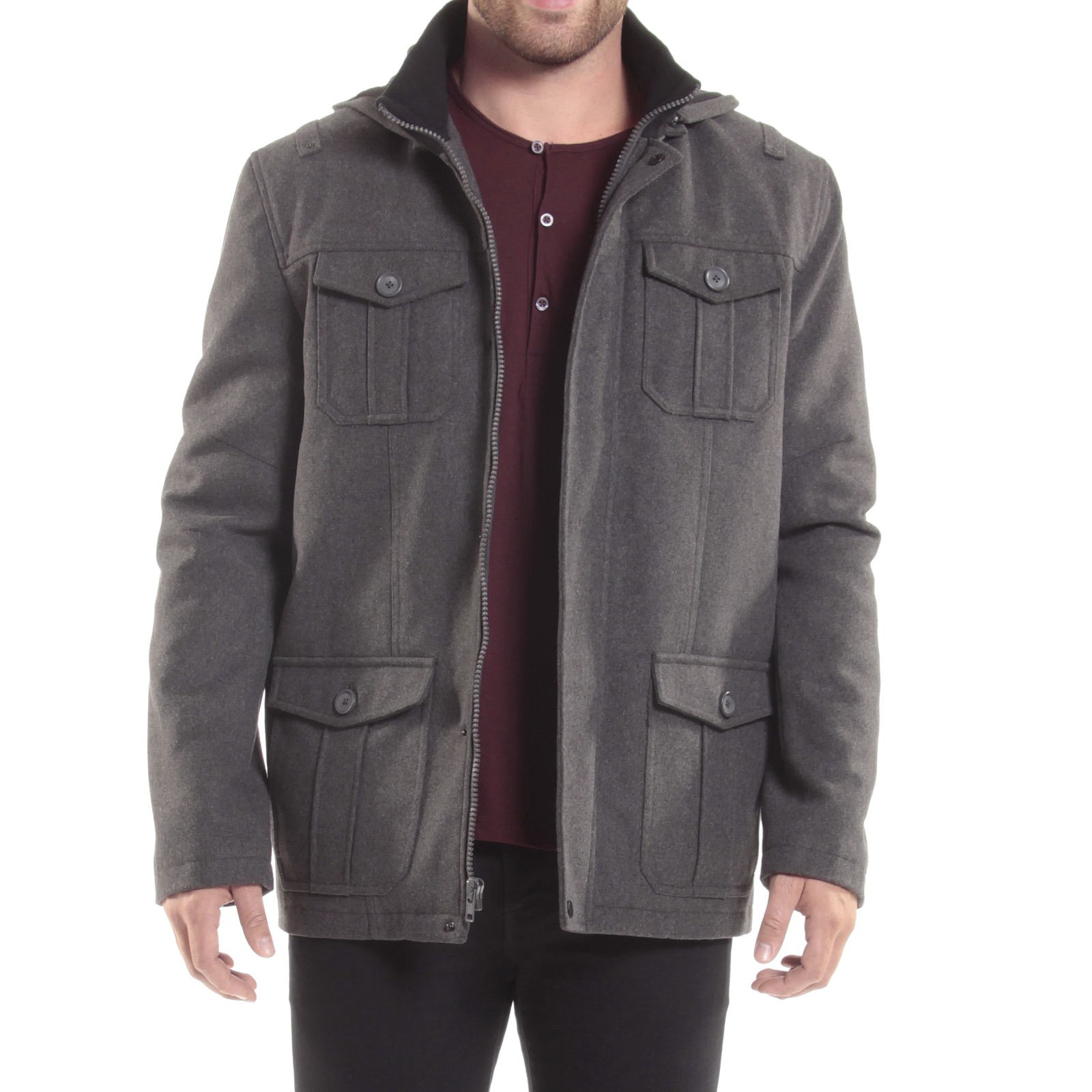 Alpine Swiss Noah Wool Mens Military Jacket Hood Parka Cargo Pocket